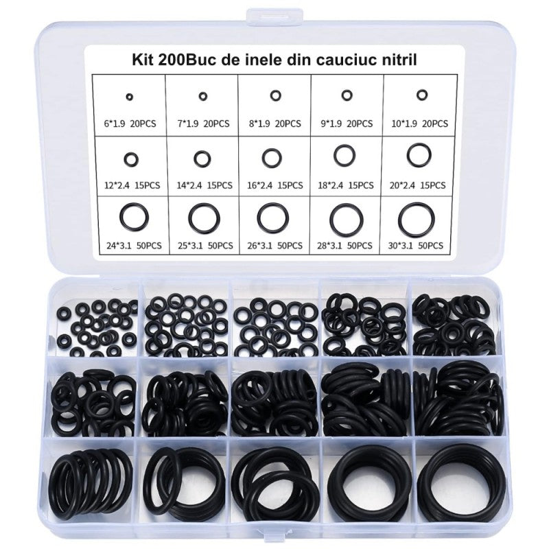 Nitrile Rubber O-Rings - 200 Pcs/Set