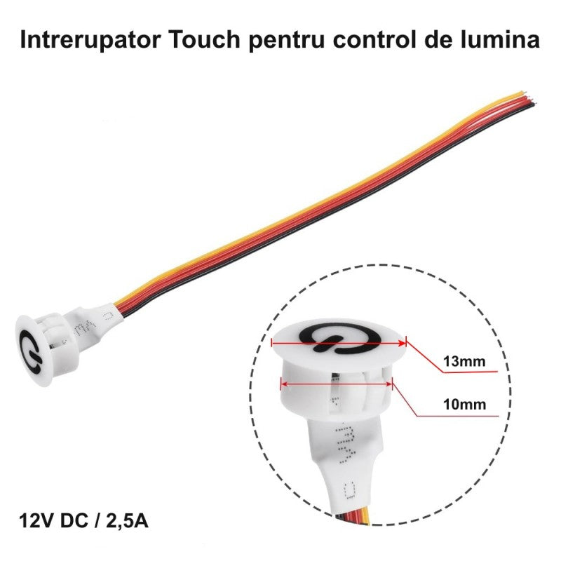 Touch Sensor Switch 13mm Dimmable 12V-2.5A / HST06 - WHITE