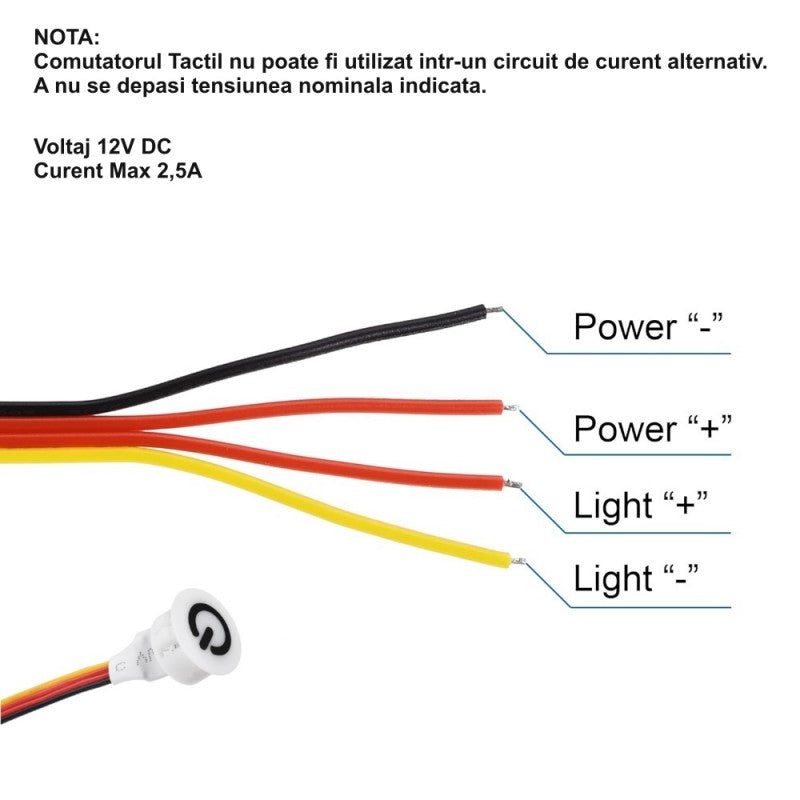 Touch Sensor Switch 13mm Dimmable 12V-2.5A / HST06 - WHITE