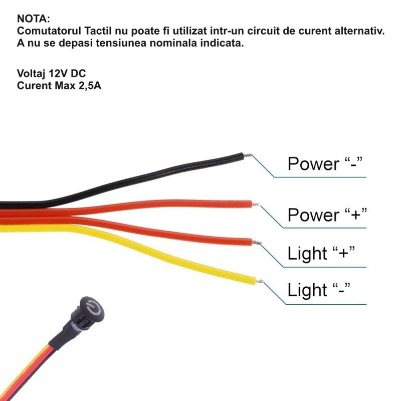 Touch Switch, 13mm Sensor, Dimmable 12V-2.5A / HST06 - BLACK