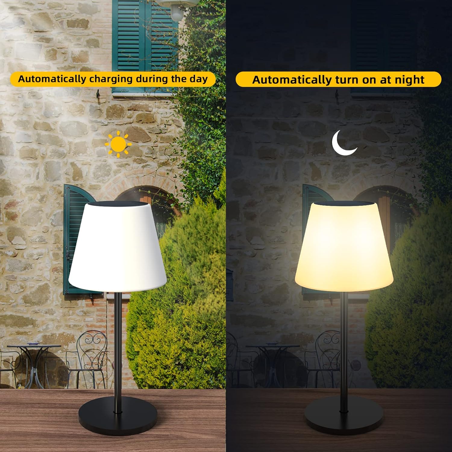 Table Lamp, Solar and USB-C Charging, RGBW Multicolor Light, Remote Control, ClassLights