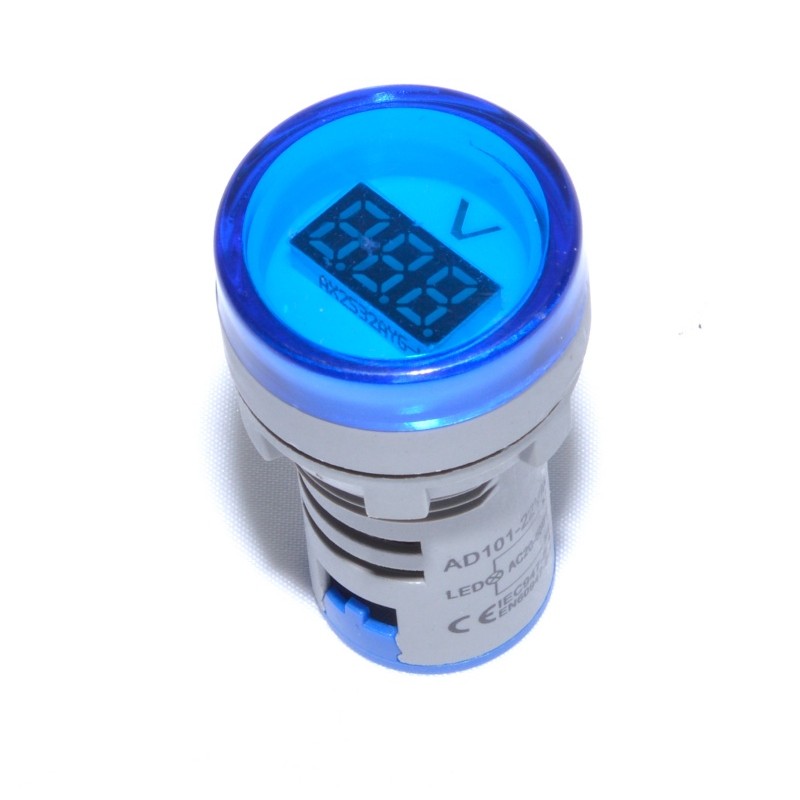 Digital Voltmeter Indicator, 250V/AC, 20-500V, IP65 Protection, Blue