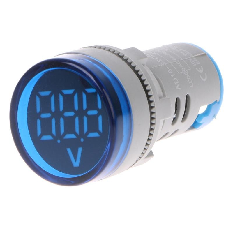 Digital Voltmeter Indicator, 250V/AC, 20-500V, IP65 Protection, Blue