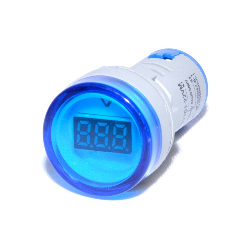 Digital Voltmeter Indicator, 250V/AC, 20-500V, IP65 Protection, Blue