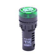 Indicator Light with Alarm, Audible Buzzer, LED, 220V, 20 mA, Green
