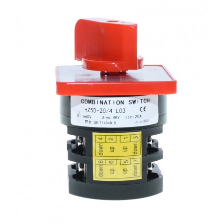 Cam Switch 4-Pole 0-1, 20A/4KW, 660V, IP42