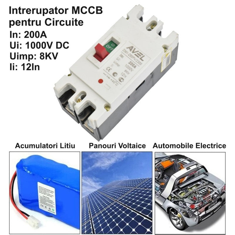 Solar MCCB Circuit Breaker, 2P, Power 200A, Voltage 1000V DC