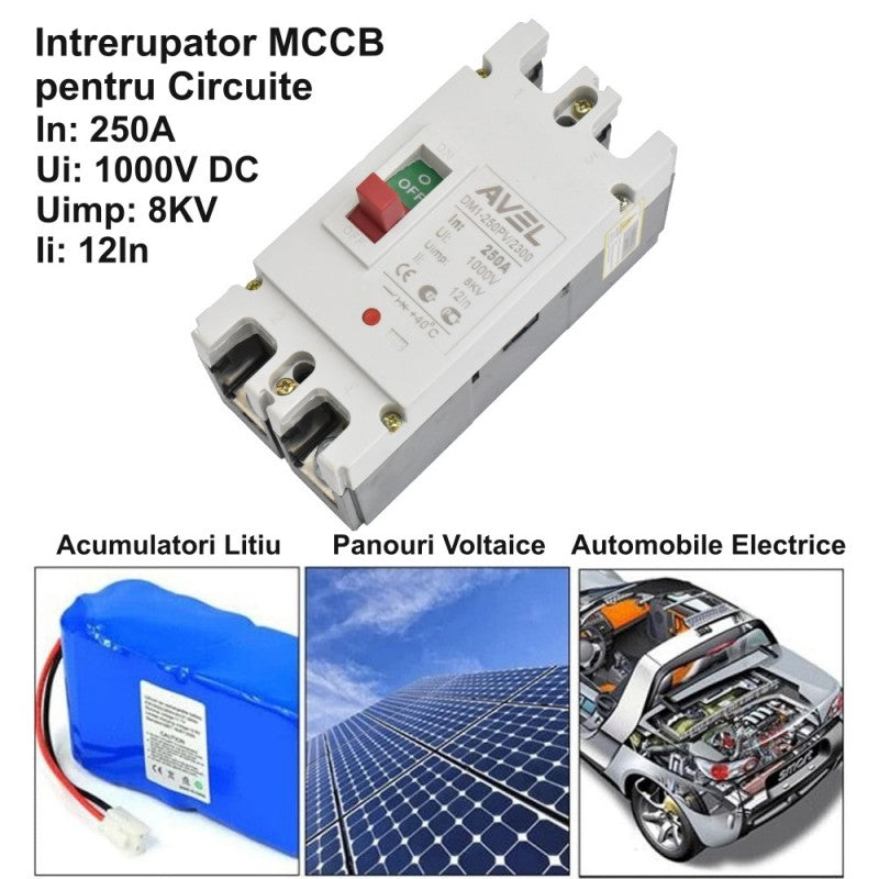 Solar MCCB Circuit Breaker, 2P, Current 250A, Voltage 1000V DC