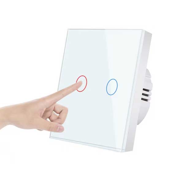 Classlights White Double Touch Switch, Tempered Glass, LED