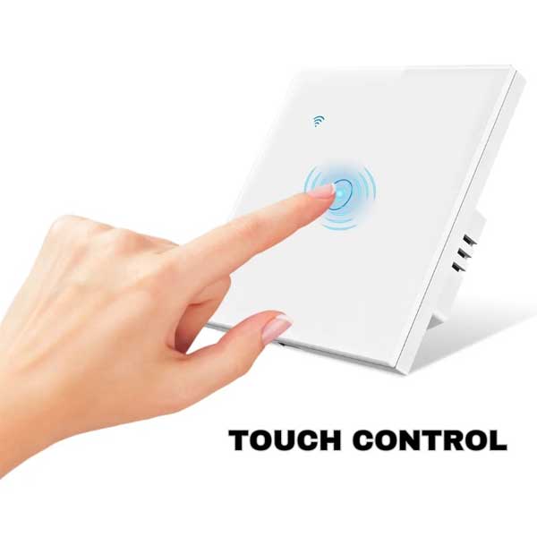 Smart touch switch, white, WiFi, Tempered glass, Classlights, 10A, Voice control, Smart Life / Tuya, LED