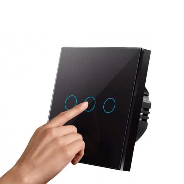 Black Classlights Triple Touch Switch, Tempered Glass, LED