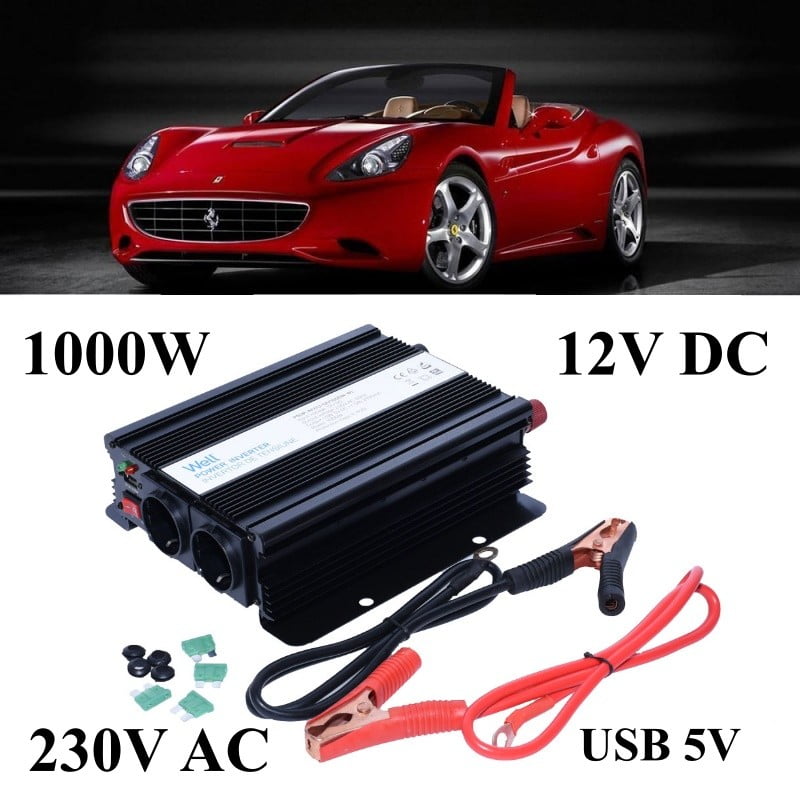 1000W Car Power Inverter, 12V-220V + USB