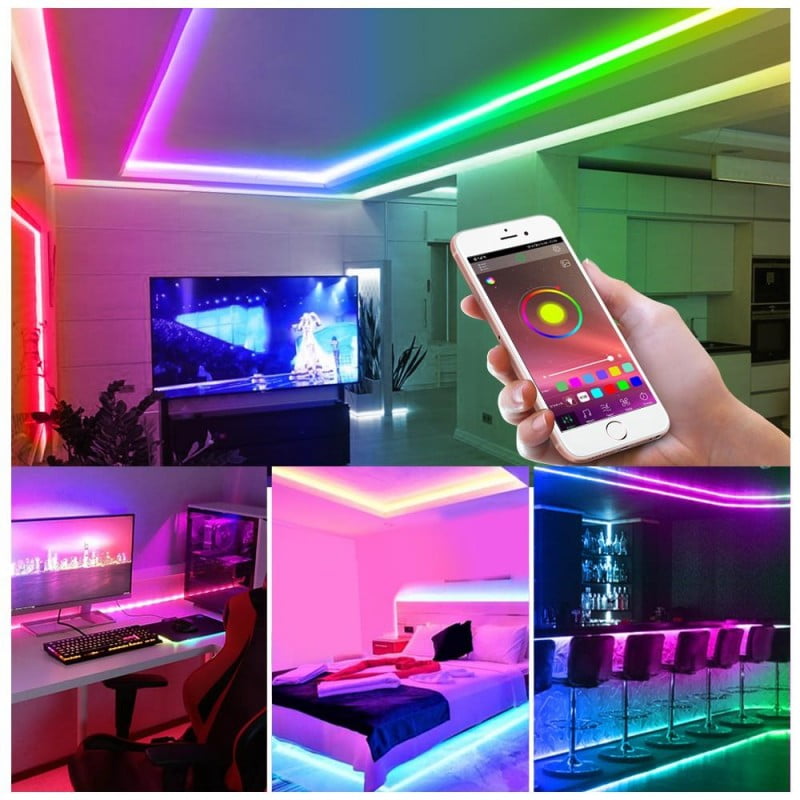 10m 5050 RGB IP65 LED Strip Kit with Bluetooth + Remote Control