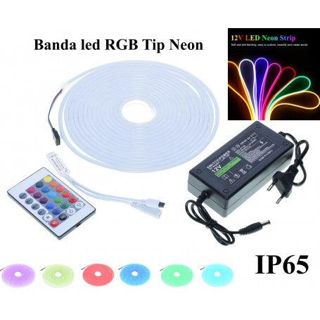 RGB Neon LED Strip Kit, 12V, Flexible