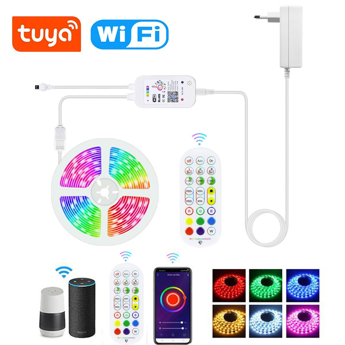 RGB Smart LED Strip Kit 15m, 24V, Wi-Fi Tuya, Music Sync and Voice Control