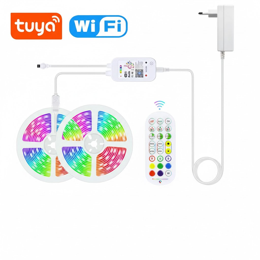 Smart RGB LED Strip Kit 30m, 24V, Wi-Fi Tuya, Music Sync and Voice Control