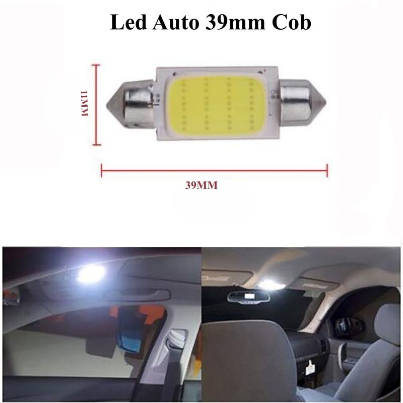 LED Car COB, Festoon Socket 39mm, White Light, Set of 2