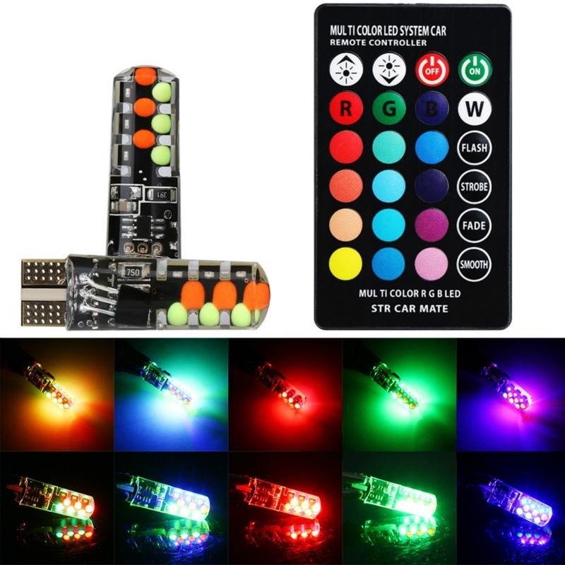 RGB LED for Car, T10 Socket, for Ambient Lighting, Remote Control, 12V-W5W