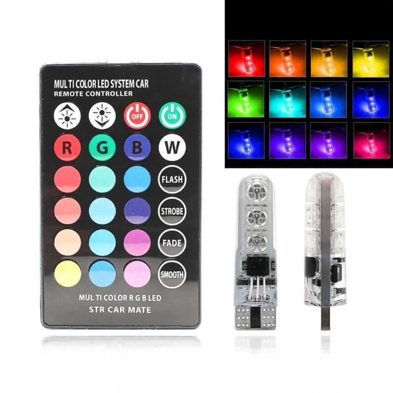 T10 RGB 5050 LED Bulb 12V-5W with Remote Control