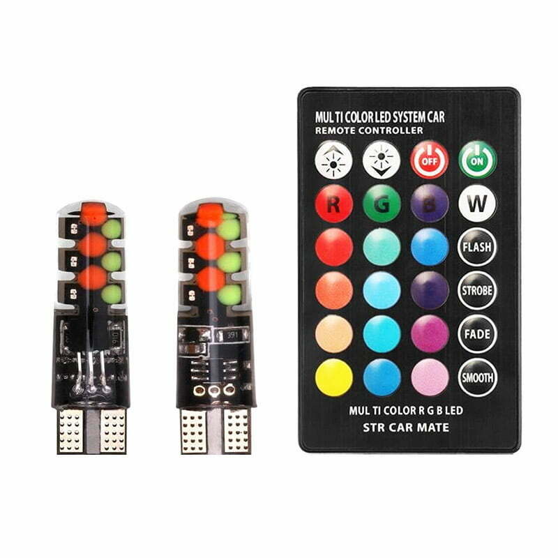 RGB LED for Car, T10 Socket, for Ambient Lighting, Remote Control, 12V-W5W