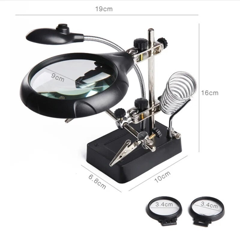 Magnifying Glass with Clamps and Light MG16129-C