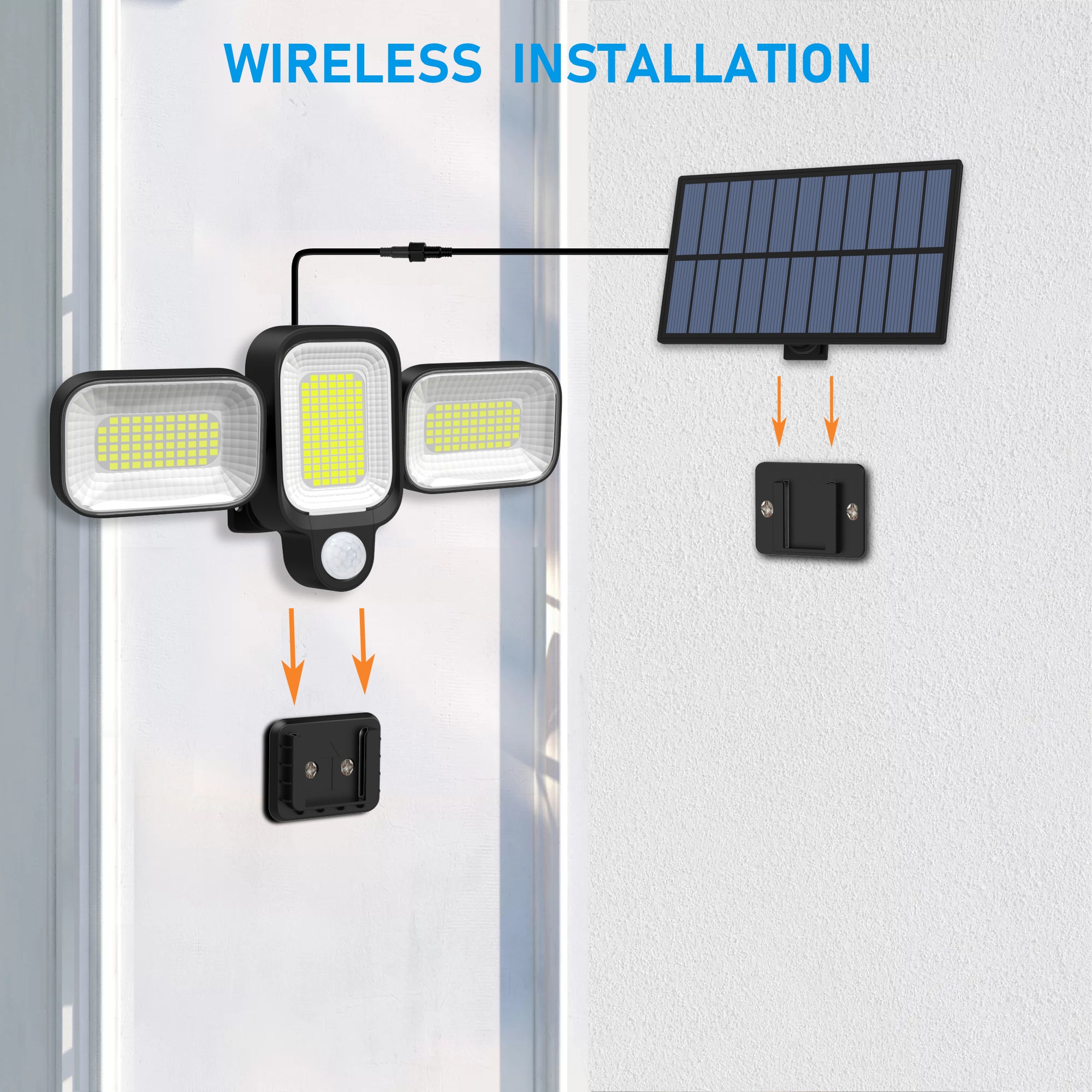 ClassLights 45W Solar LED Outdoor Lamp with Motion Sensor and Rotatable Arms, 225 LEDs
