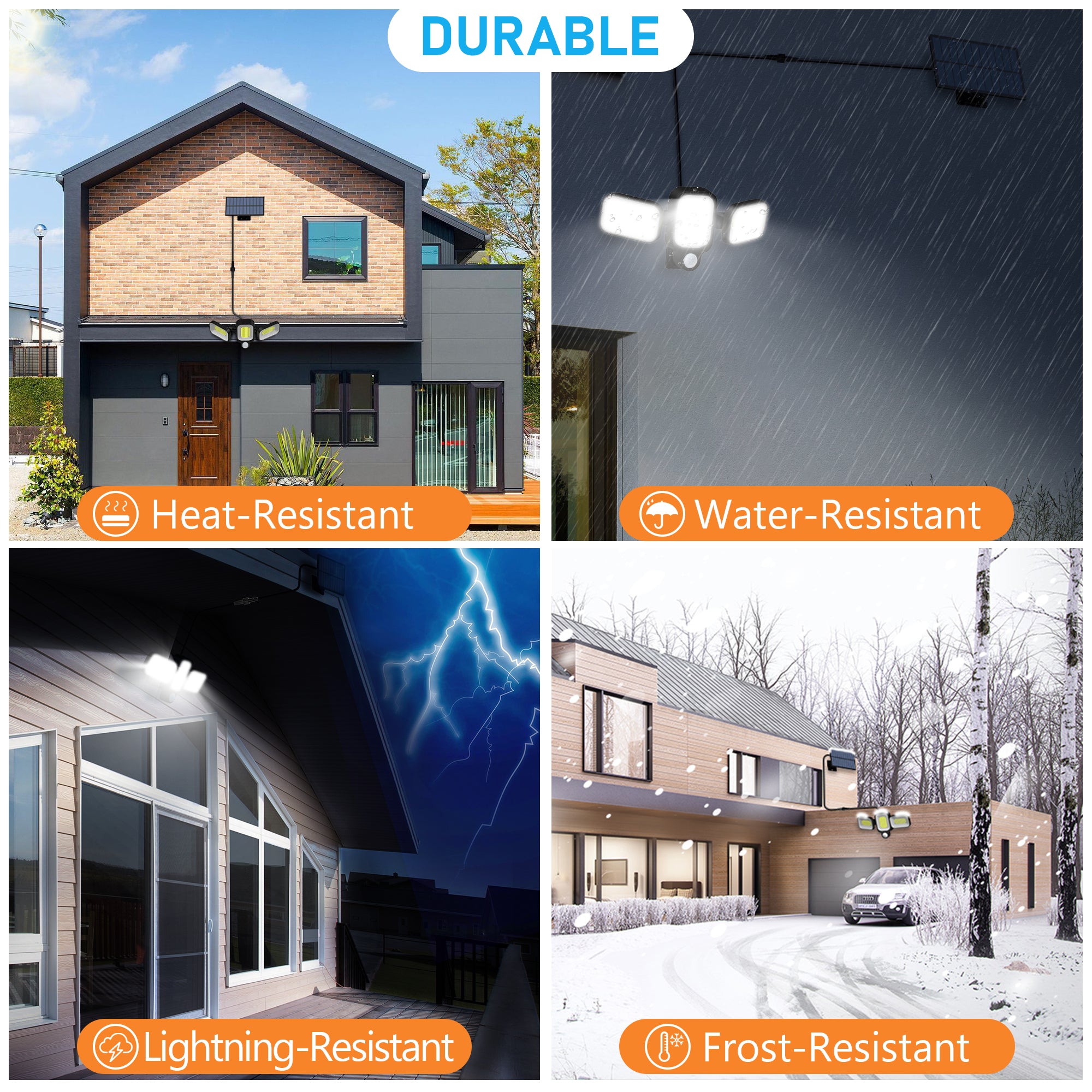 ClassLights 45W Solar LED Outdoor Lamp with Motion Sensor and Rotatable Arms, 225 LEDs