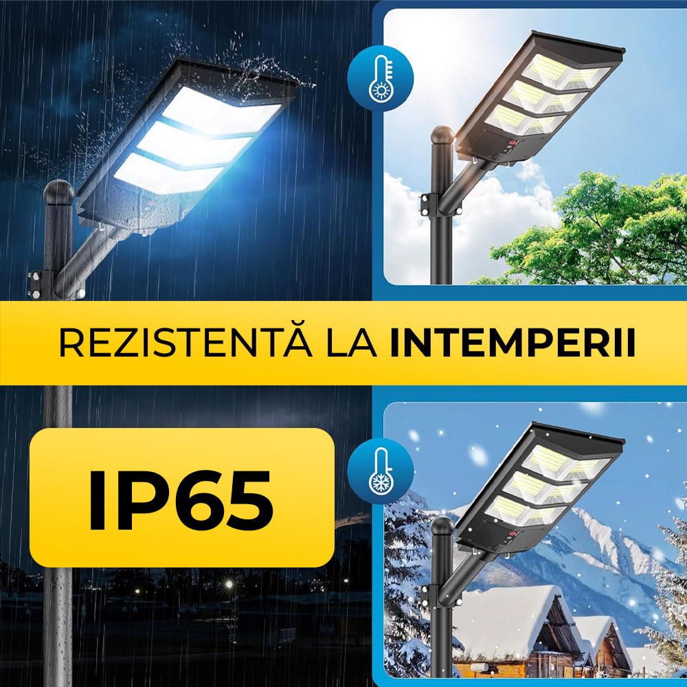 600W Solar Lamp with Monocrystalline Solar Panel, 480 LEDs, Pole + Remote Control, ClassLights