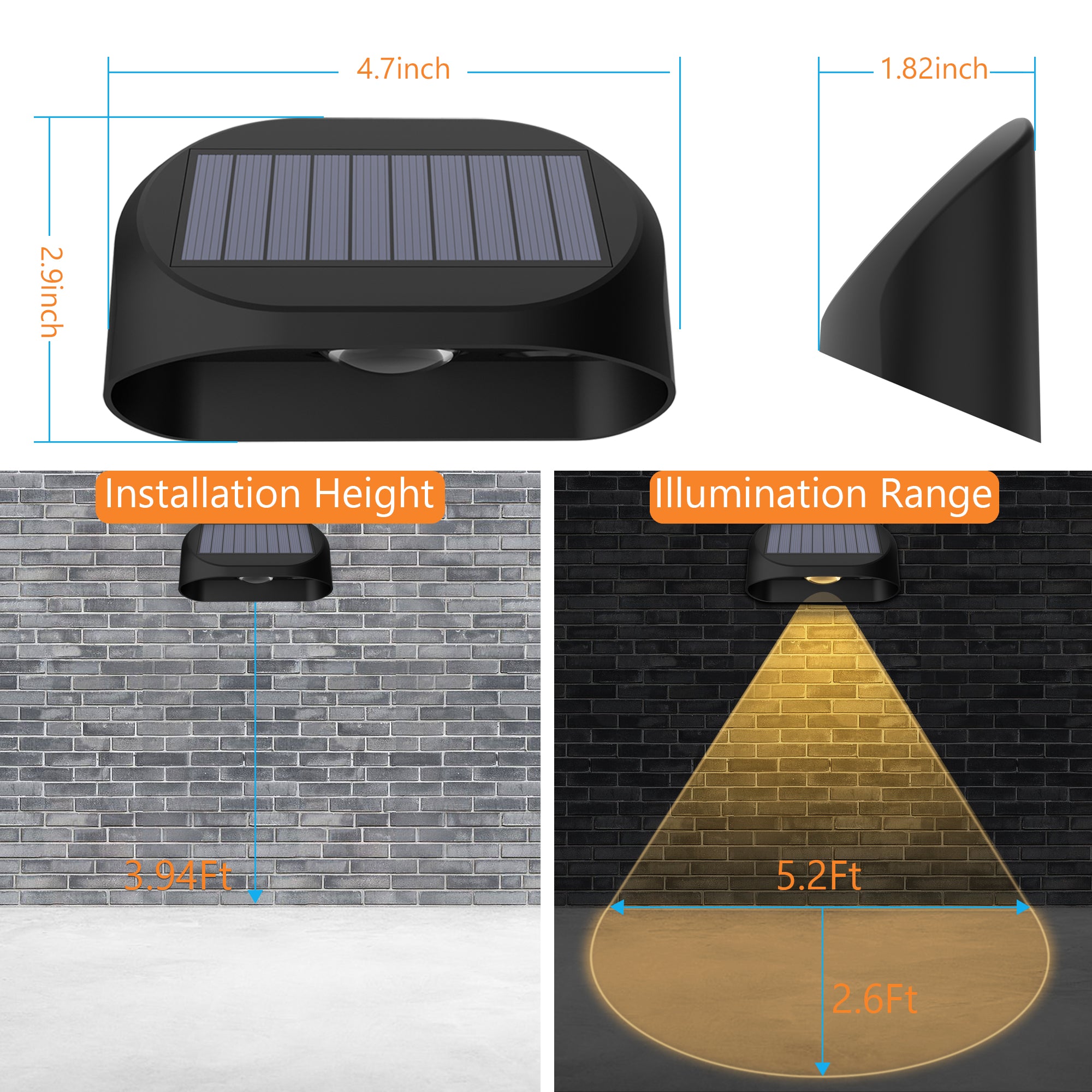 Set of 4 Outdoor Solar Wall Lights, RGBW Multicolored Light, Classlights