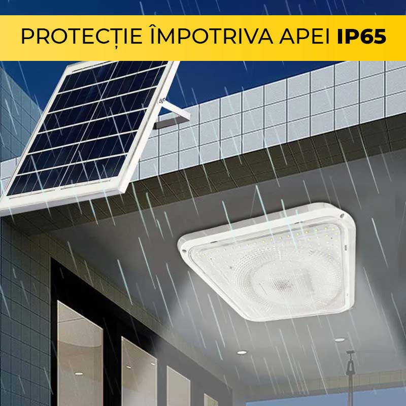 100W LED Fixture with Solar Panel, Indoor/Outdoor, Square Ceiling Light, Cool/Warm Light, ClassLights