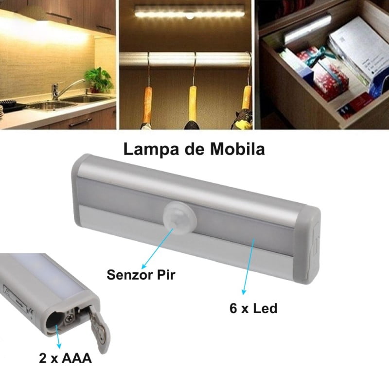 Furniture Lamp with 6 LEDs and Light Sensor