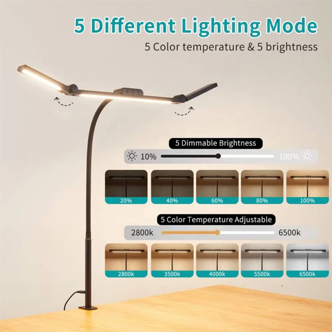 24W LED Desk Lamp, 3 Colors, Dimmable, Classlights