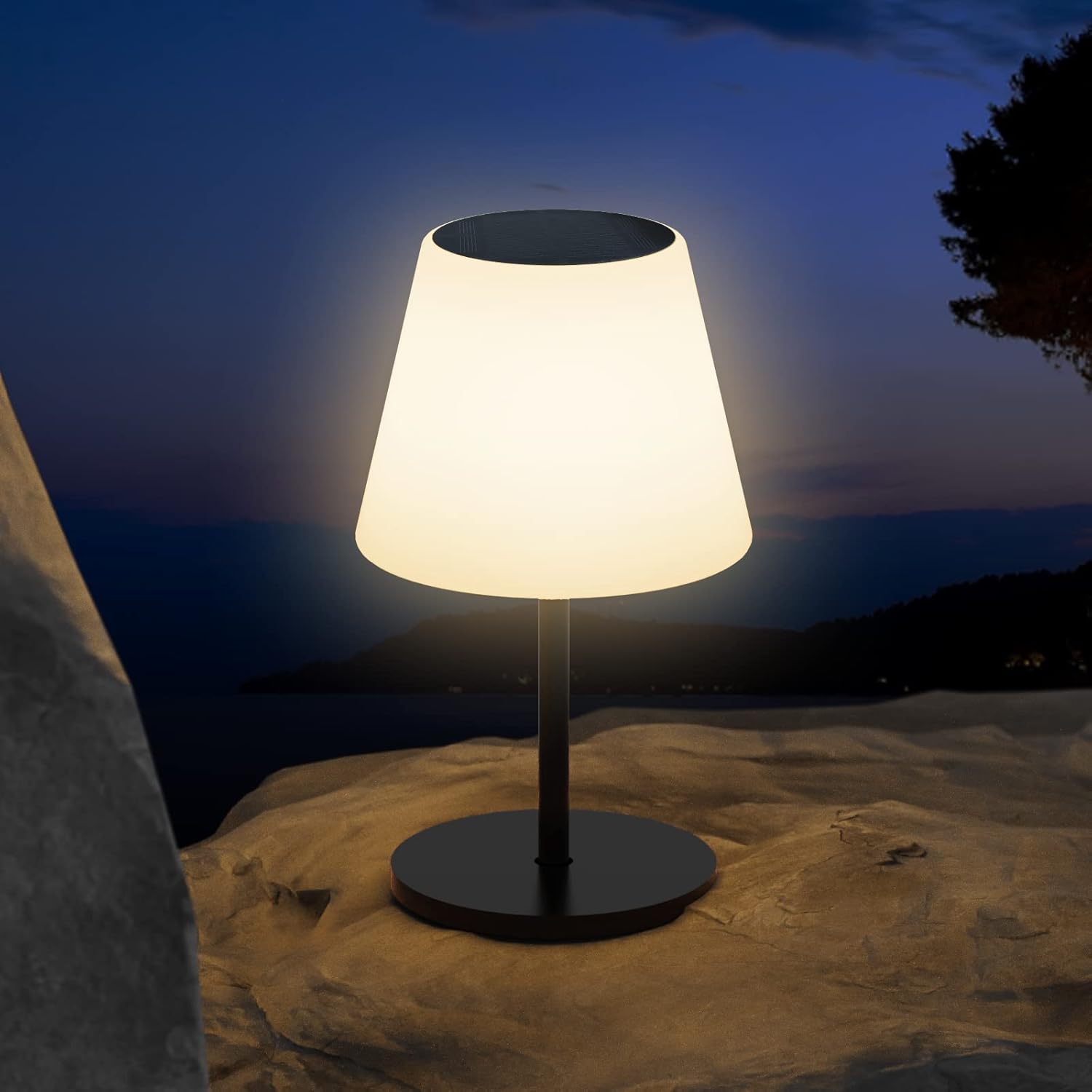 Table Lamp, Solar and USB-C Charging, RGBW Multicolor Light, Remote Control, ClassLights