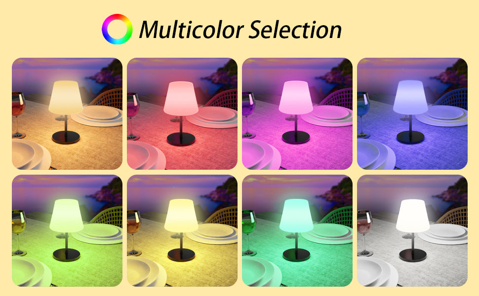 Table Lamp, Solar and USB-C Charging, RGBW Multicolor Light, Remote Control, ClassLights
