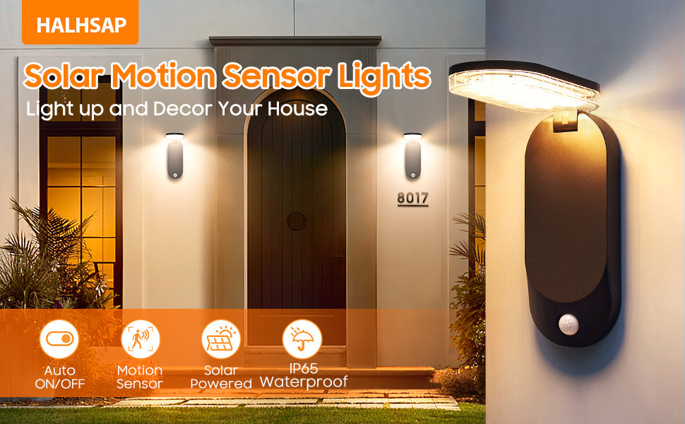 Foldable Solar LED Lamp with Motion Sensor - Wall Light for Sidewalks and Paths, ClassLights