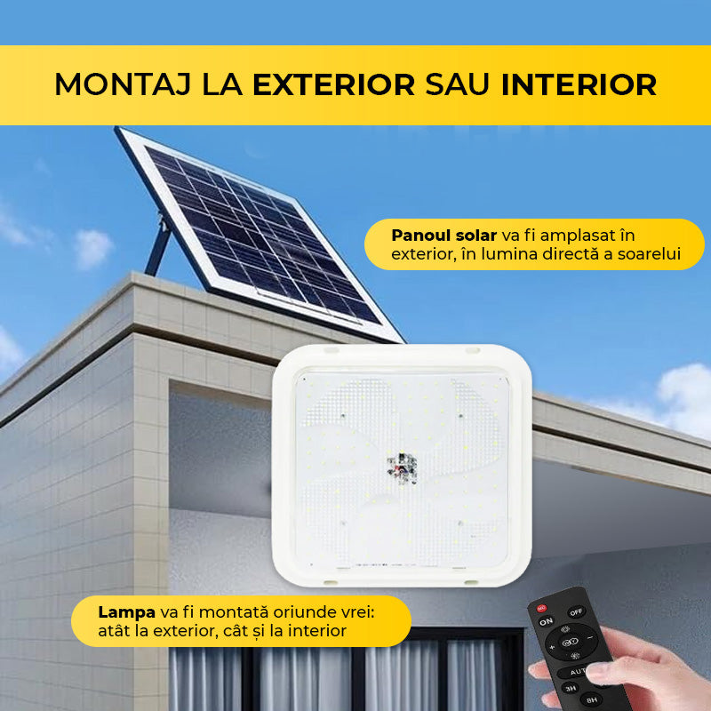 200W LED Fixture with Solar Panel, Indoor/Outdoor, Square Ceiling Light, Cool/Warm Light, ClassLights