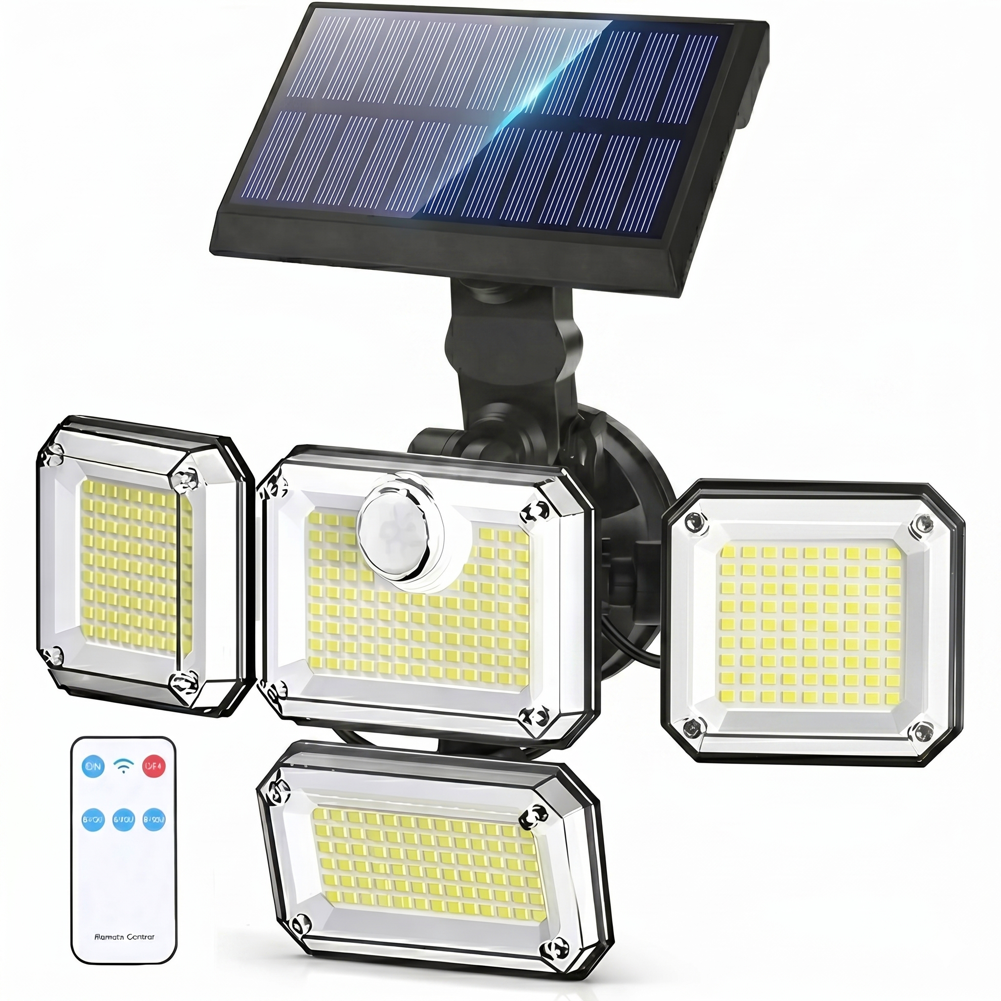 Dual Solar Lamp, 333 LEDs, 3000 Lumens, Motion Sensor and Solar Panel