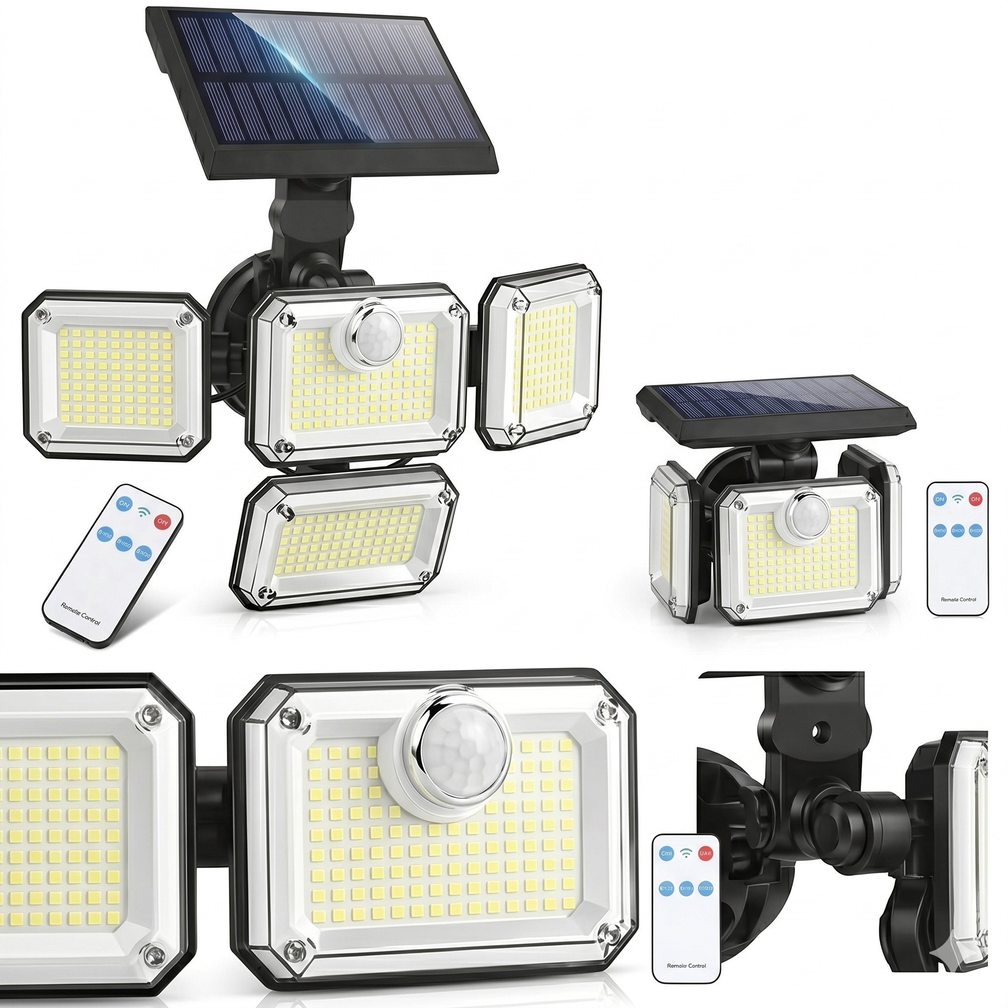 Dual Solar Lamp, 333 LEDs, 3000 Lumens, Motion Sensor and Solar Panel