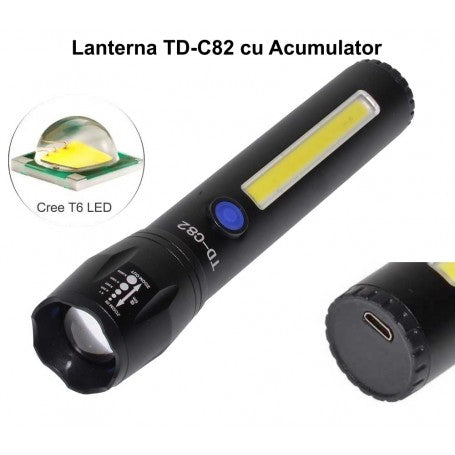 Rechargeable Flashlight with Zoom 5W TD-C82