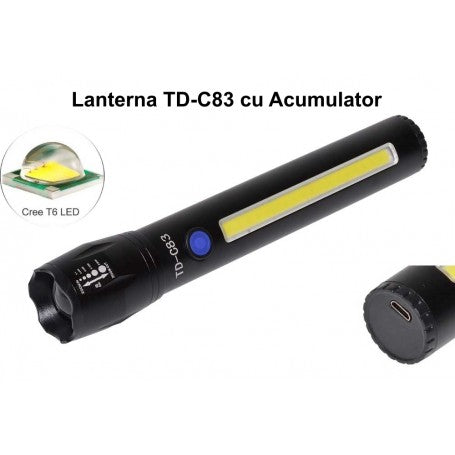 Rechargeable Flashlight with Zoom 7W TD-C83