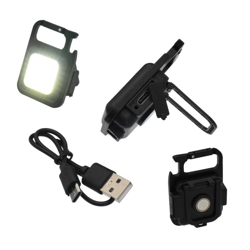 Mini LED Cob Flashlight 6W, Keychain Type, Carabiner, Aluminum Casing