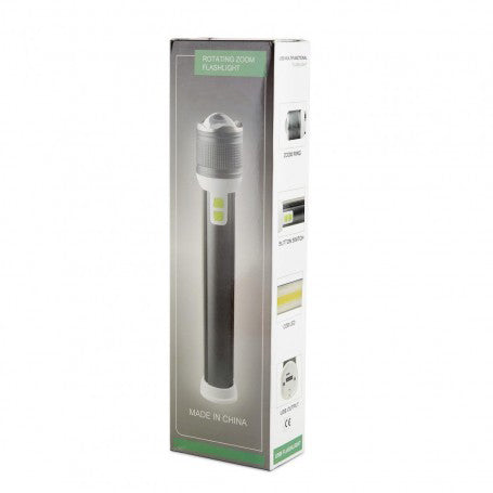 Rechargeable White and Red LED Flashlight with 2 Switches