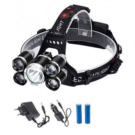 Headlamp with 5 LEDs 30W-8000Lm