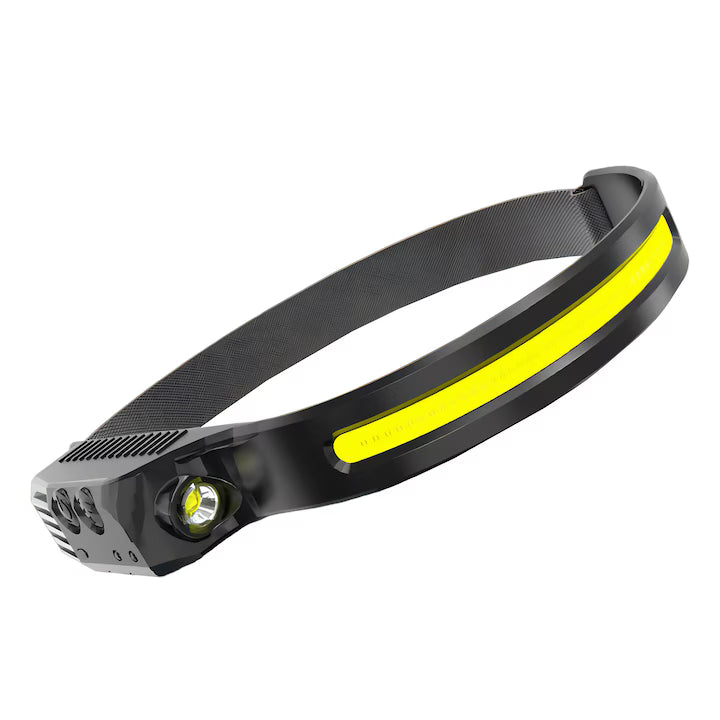 LED COB Headlamp with Motion Sensor, 6 Lighting Modes, 350 Lumens, 230° Wide Angle, USB Rechargeable, Adjustable Elastic Headband