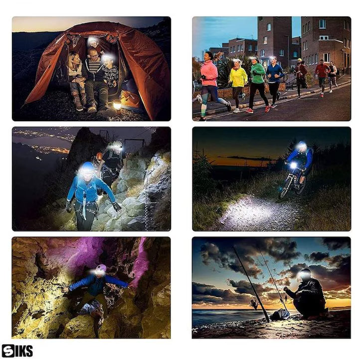 COB XPE LED Headlamp, 6 Lighting Modes, Motion Sensor, 1200mAh Battery, 230° Wide Angle, IPX4 Water Resistant