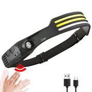 LED COB Headlamp with Motion Sensor, 4 Light Sources, USB Type-C Rechargeable, Waterproof
