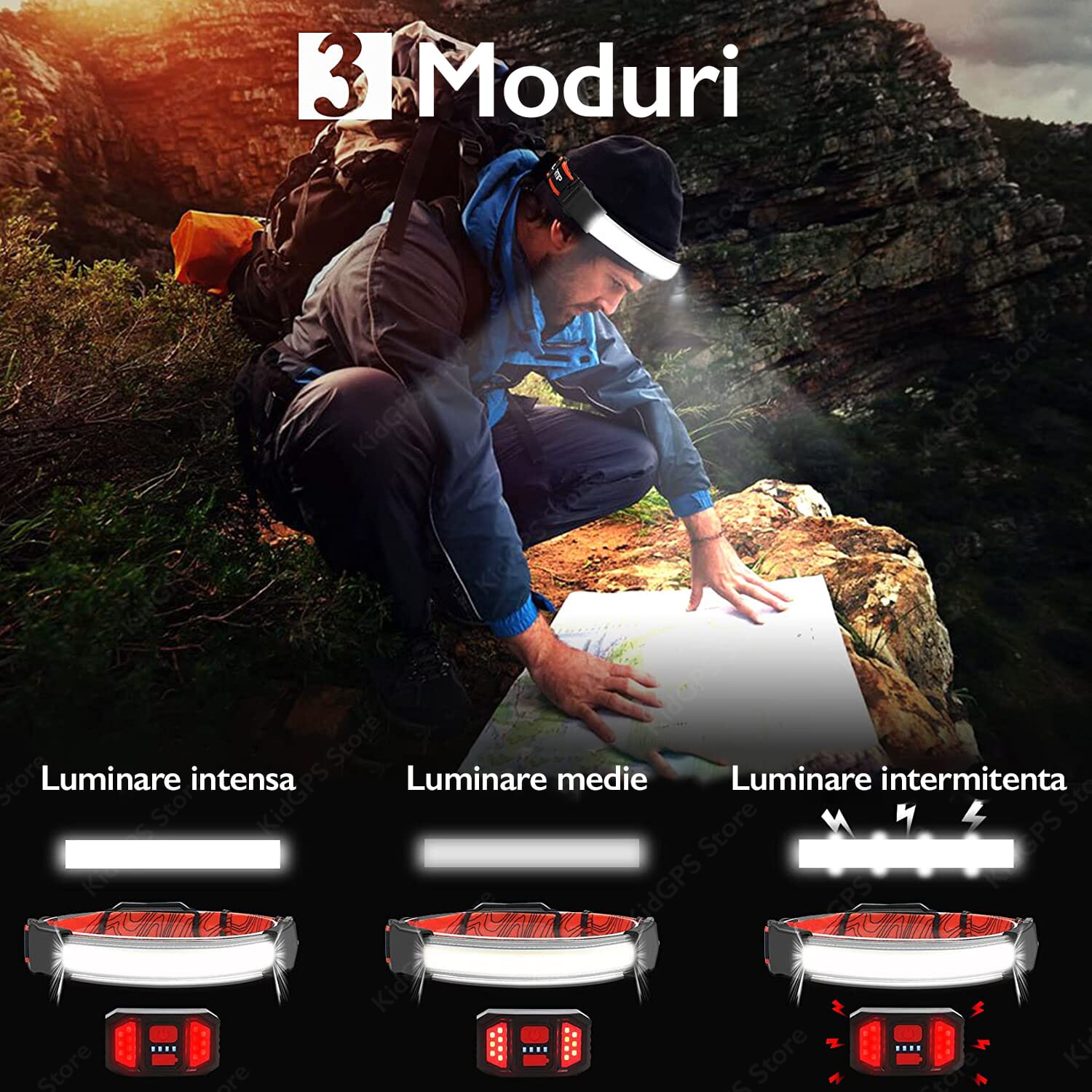Headlamp, USB Rechargeable COB LED, Motion Sensor and IPX5 Water Resistance