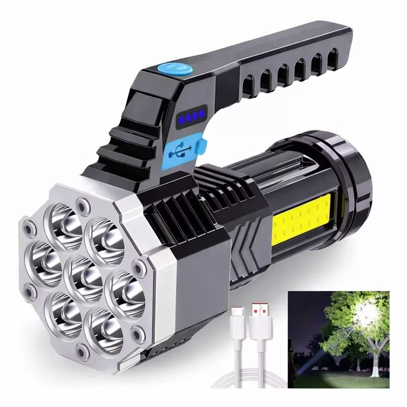 USB Rechargeable LED Flashlight - 9 Powerful LEDs, 4 Lighting Modes, 2400mAh