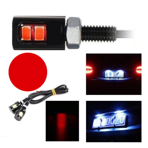 Car LED SMD, 12mm Diameter, 12V, 25cm Wire, Set of 2 Pcs, Red