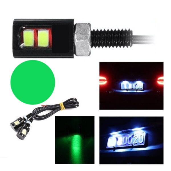Car LED SMD, Diameter 12mm, 12V, 25cm Wire, Set of 2 Pcs, Green